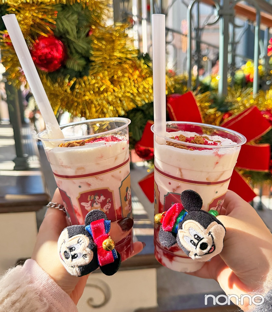 スペシャルドリンク（苺ミルク）、ディズニーシーのクリスマス食べ歩きフード