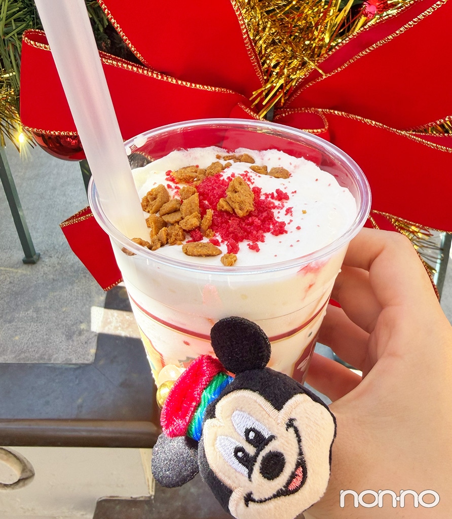 スペシャルドリンク（苺ミルク）、ディズニーシーのクリスマス食べ歩きフード