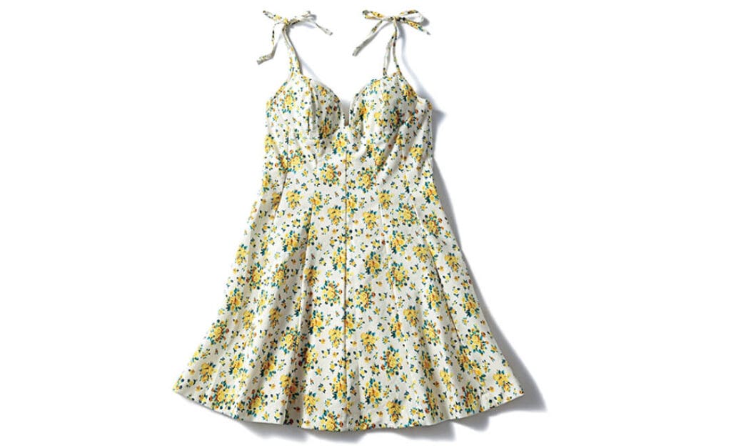 【ザラ】イエローのちび花柄ミニワンピ