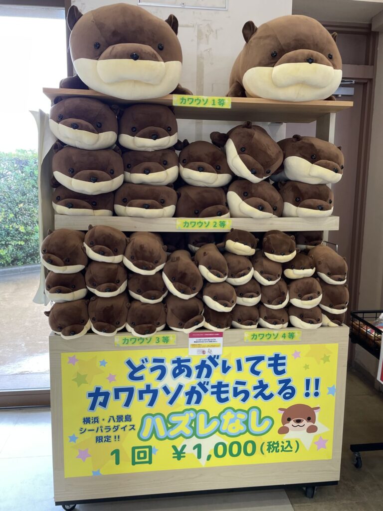 八景島シーパラダイス限定のぬいぐるみがもらえるくじ引きの画像です。