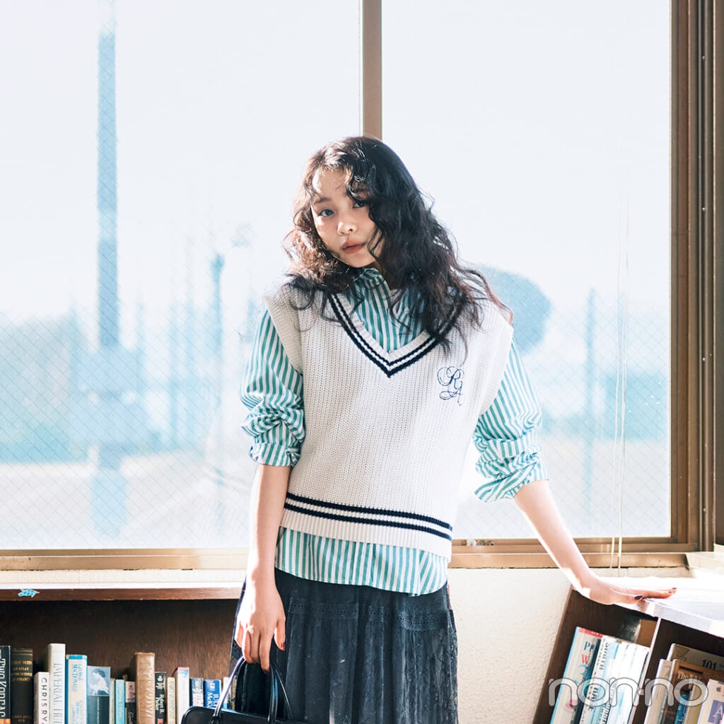 【non-no web】林芽亜里が着こなす大学生の毎日コーデ