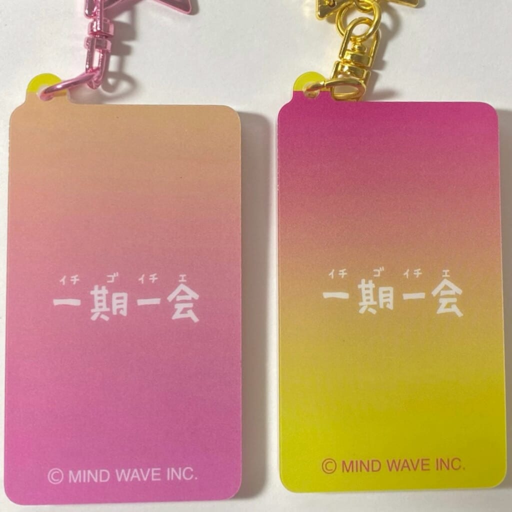 ゲットした二種類の背面、印刷された一期一会の文字