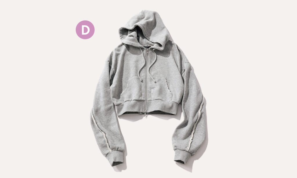 スタイルアップ着回しアイテム_丈短フーディ