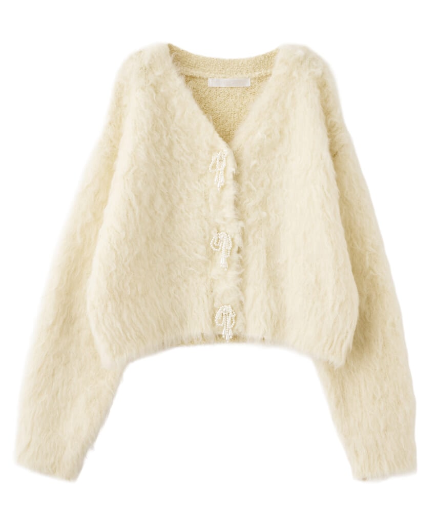 リリアン カラットのイエローのシャギーカーディガン