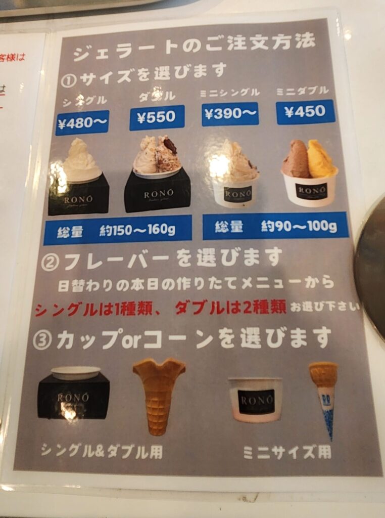 RONO 注文方法 サイズ