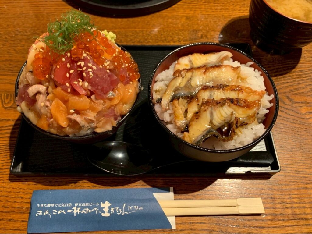 伊豆高原ビール本店 漬け丼 うな丼