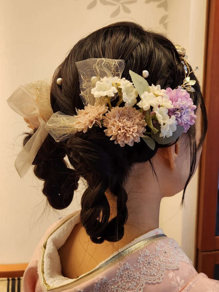 ツインお団子 細長いお団子 袴ヘア