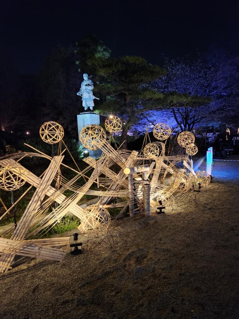 岡崎城公園 夜桜照明 竹