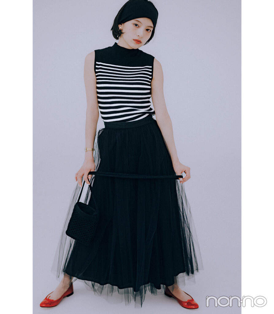 出口夏希の大学生の一週間コーデ、木曜日のスカートスタイル