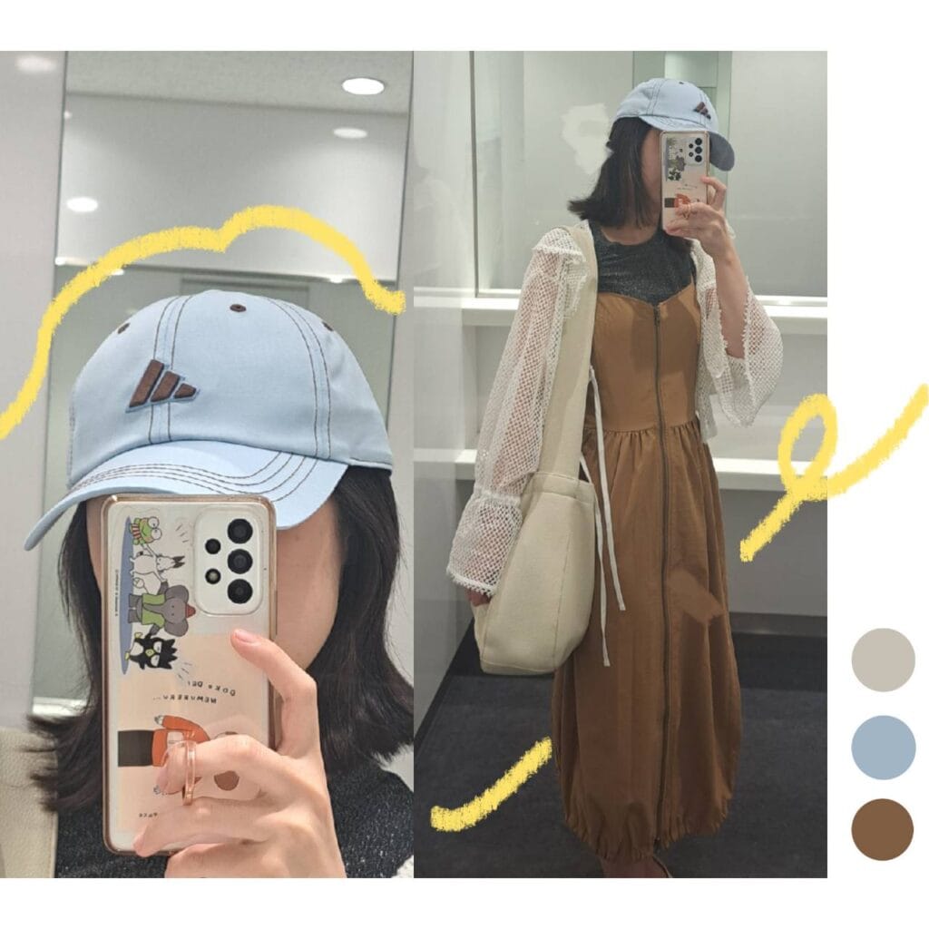 大学生コーデ　夏コーデ　35度　服装キャップ　アディダス