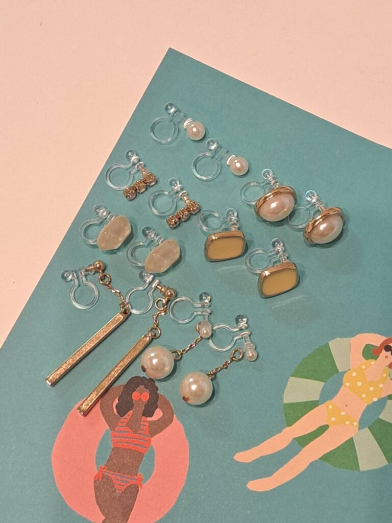 プチプラアクセサリー　樹脂イヤリング　グローバルワーク