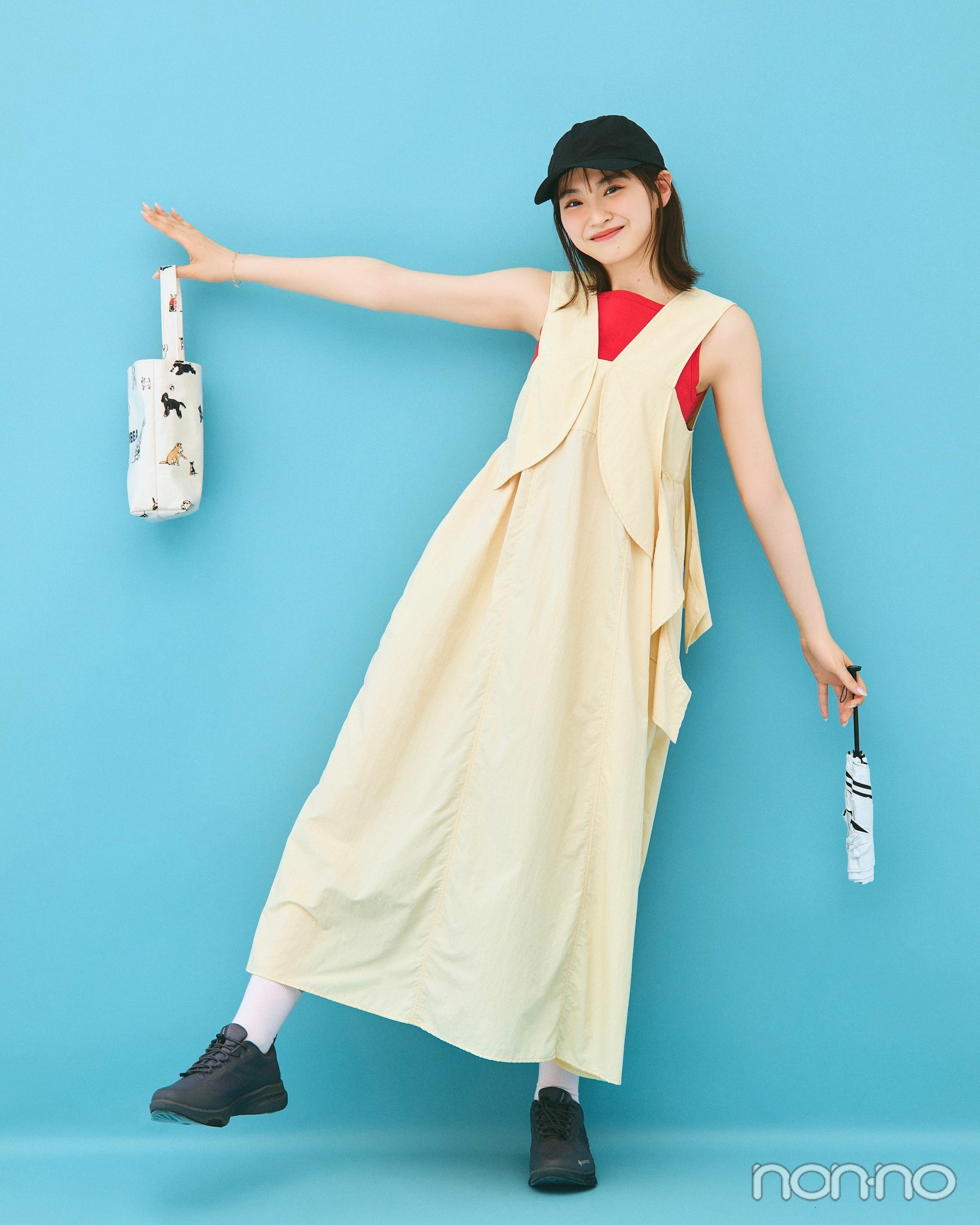 雨のち晴れの日の撥水透湿ワンピコーデ