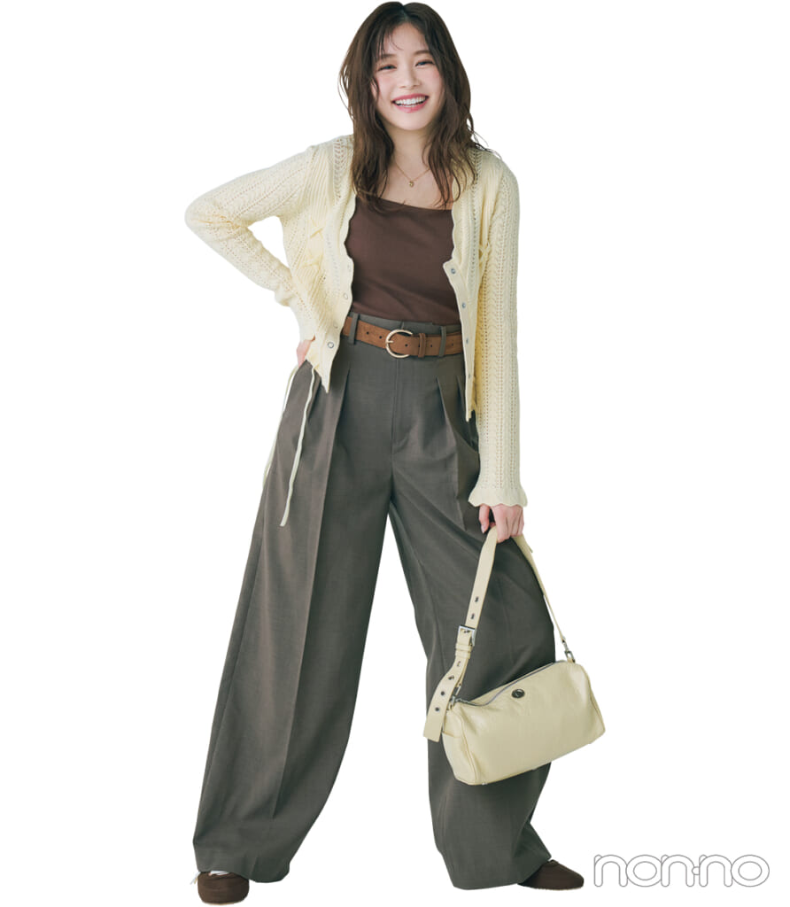 久間田琳加のまろやかバターイエロー+ブラウンの春コーデ4-3