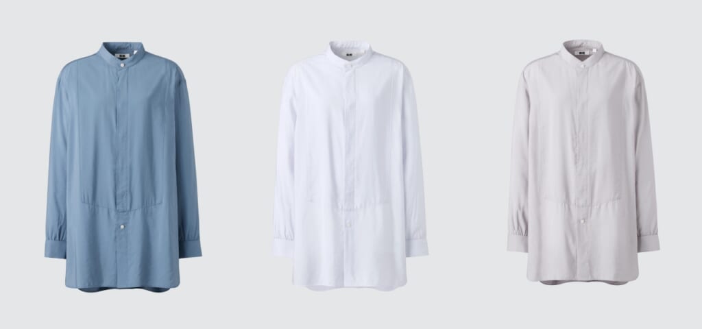 ユニクロユーのスタンドカラーシャツ3色