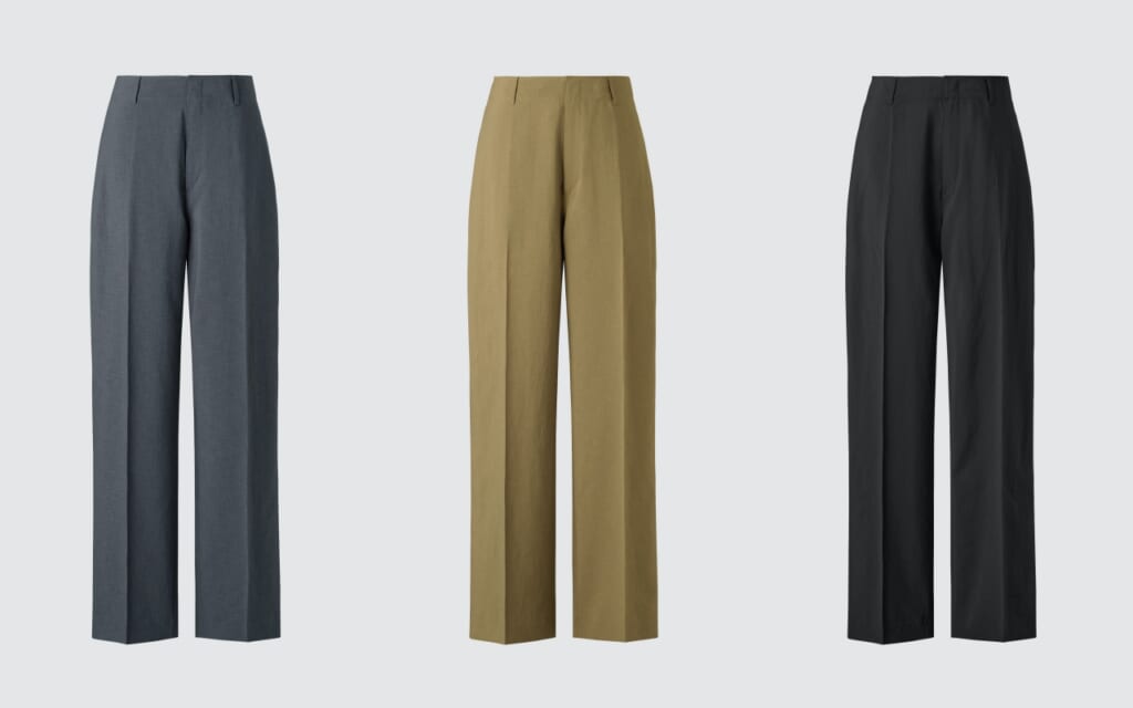 ユニクロユーのハイライズストレートパンツ3色