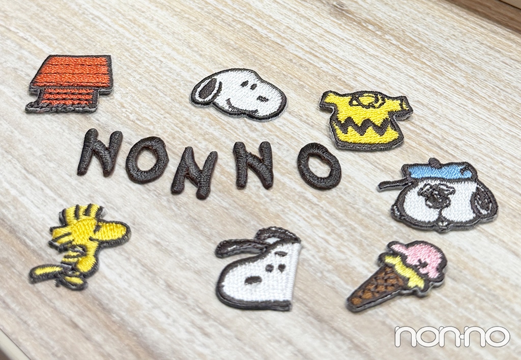 スヌーピーやキャラクターたちをモチーフにしたキャラワッペン