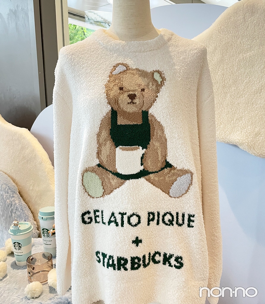 『gelato pique パウダーベアジャガードプルオーバー オフホワイト』実物