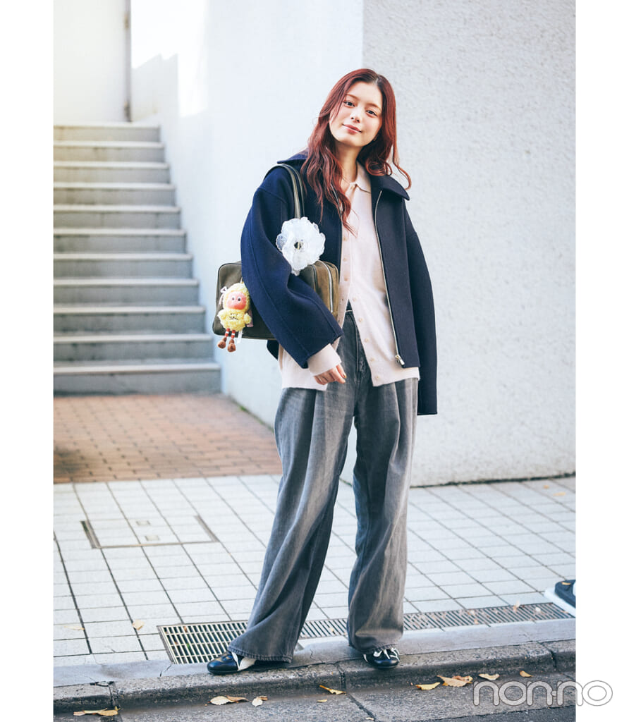 ノンノモデル紺野彩夏のおしゃれさんの"さかいめコーデ"モデルカット