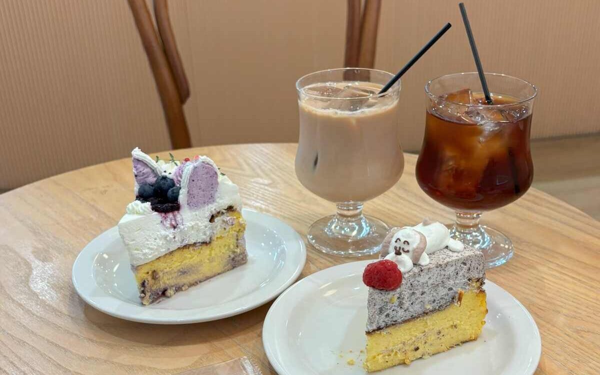 チーズケーキとドリンク