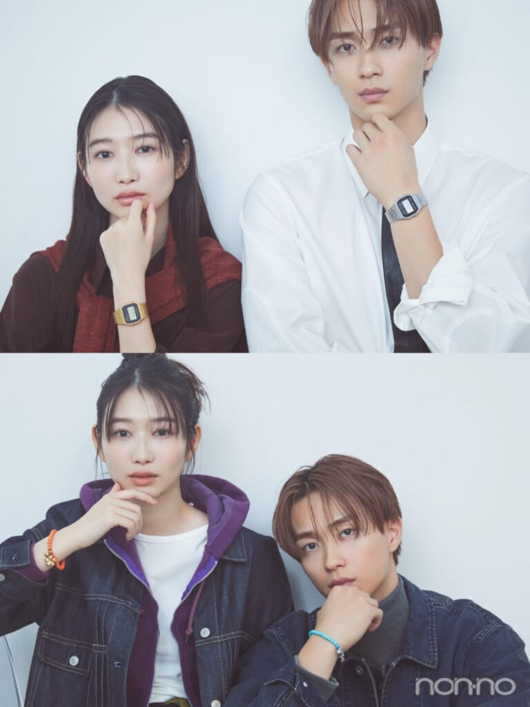 プチプラ派カップルにおすすめのペアジュエリー＆ウォッチをつけた野村康太と岡本夏美