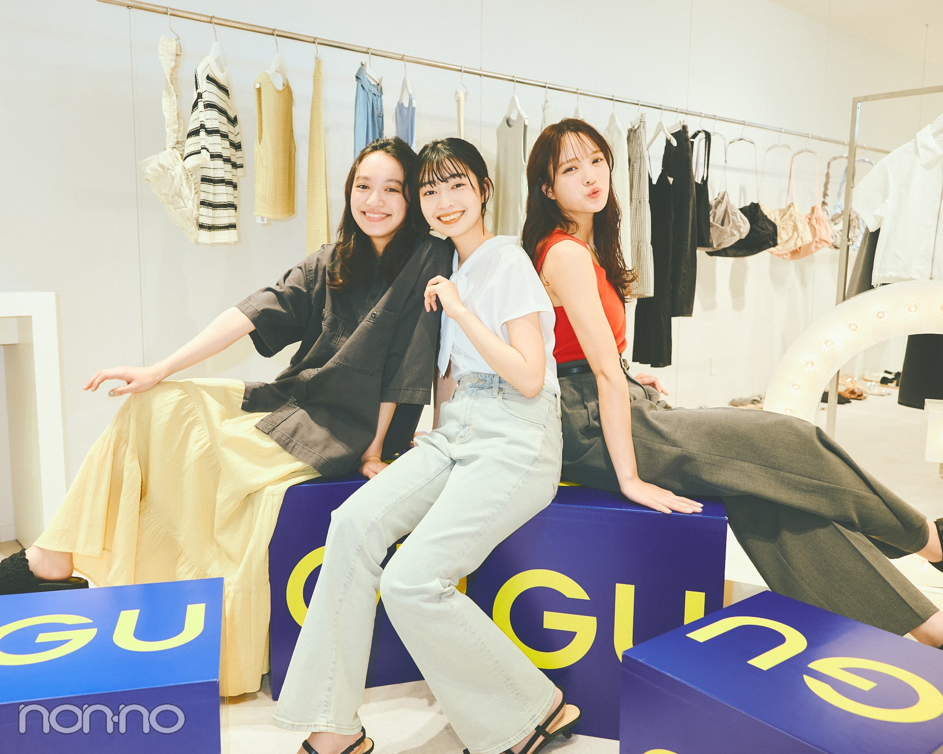 GUプレスルームに集まったnon-no girls3名