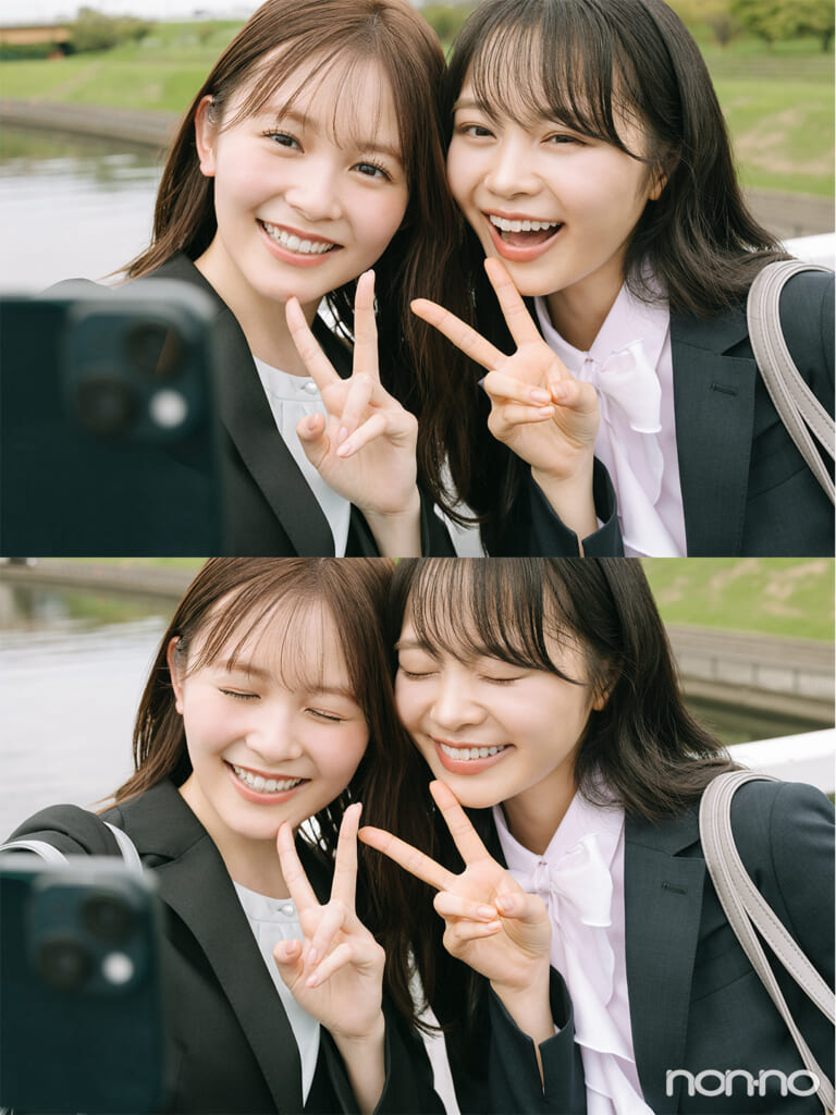 久間田琳加 林芽亜里 洋服の青山 嬉しいも、楽しいも、
このスーツと。