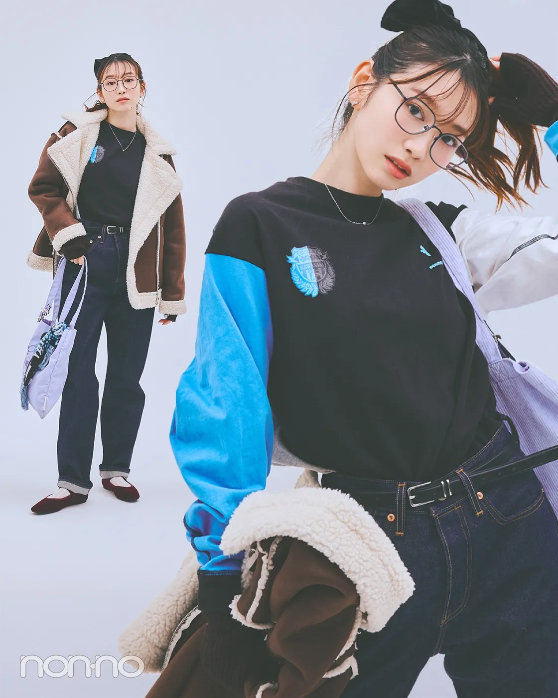 岡本夏美の大学生の一週間コーデ、月曜日のムートンスタイル