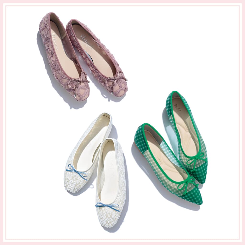 春靴のシアーバレエシューズ3足