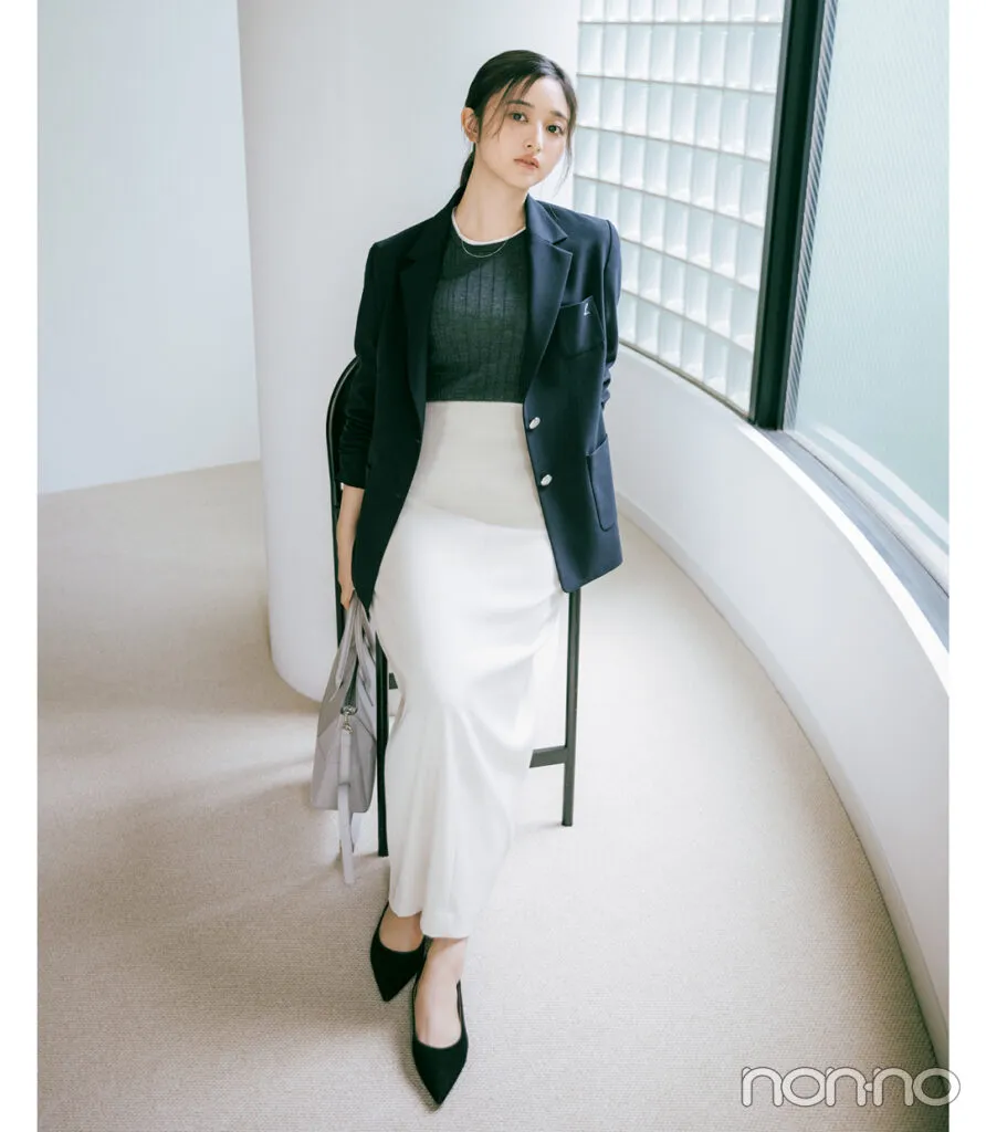 井上和の大学生1週間コーデ、金曜日のジャケットスタイル