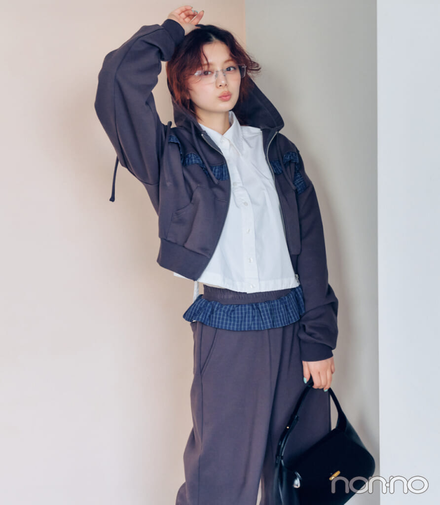 EMODAのプチプラトレンドアウターを着る紺野彩夏1