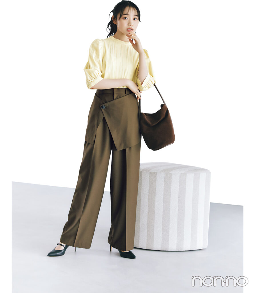 ハニーイエロー×ブラウンのコーデ