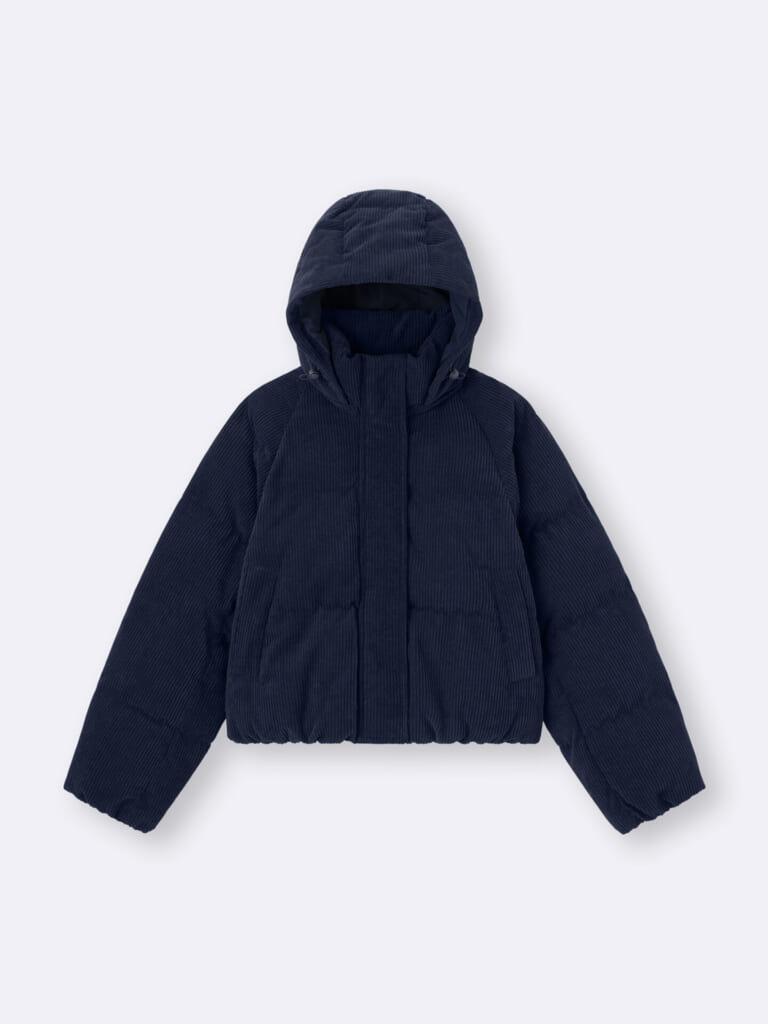 GUのウォームパデッドコーデュロイブルゾンのネイビー