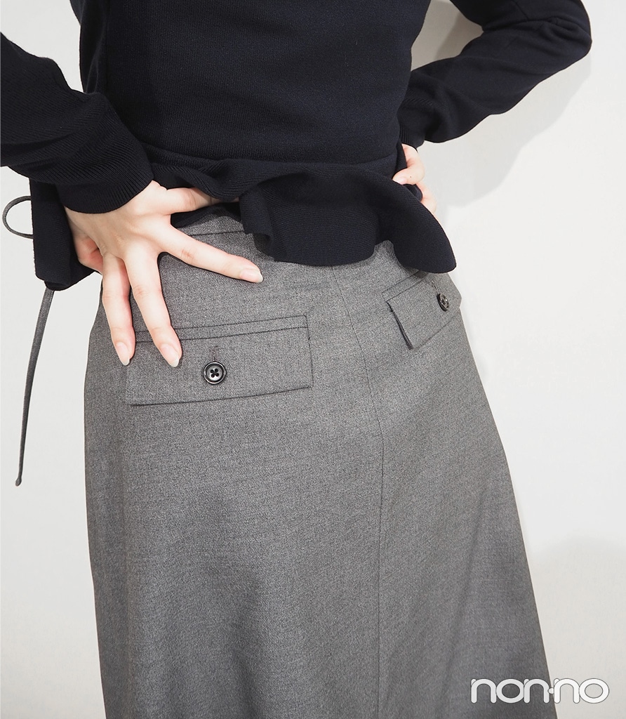 「ラップパンツ by rokh +X」の巻きスカートのヒップ部分