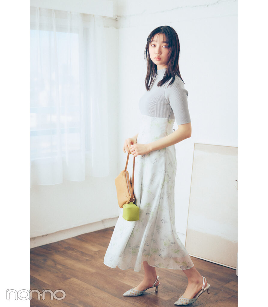 小宮山莉渚のスタイルアップできる切り替えワンピコーデ