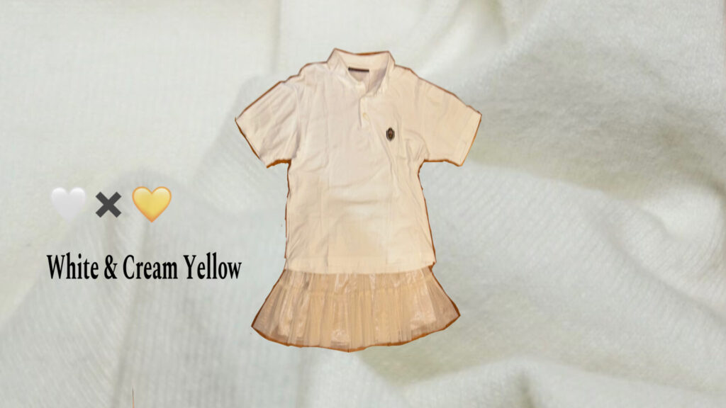 白と淡い黄色のコーデ