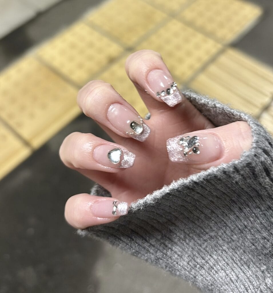 ピンクラメキラキラフレンチ