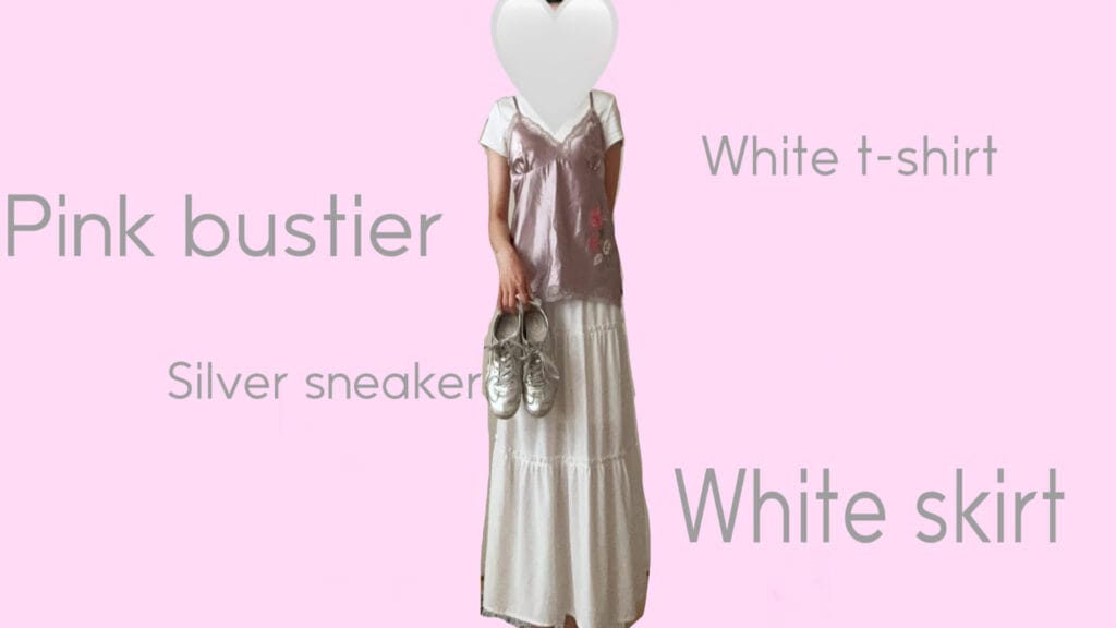 ピンクビスチェコーデ