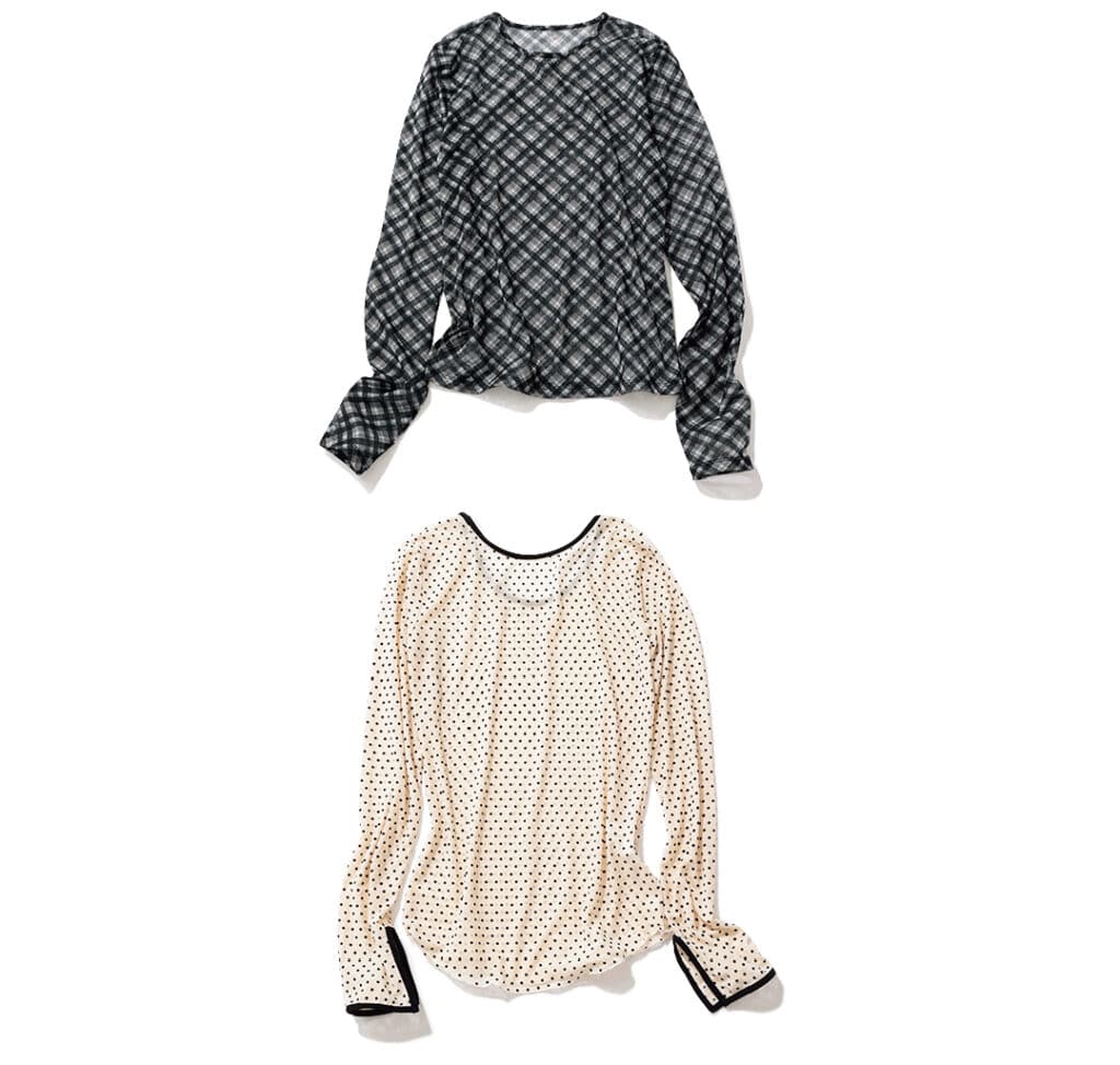 夏から秋まで着られる総柄トップス