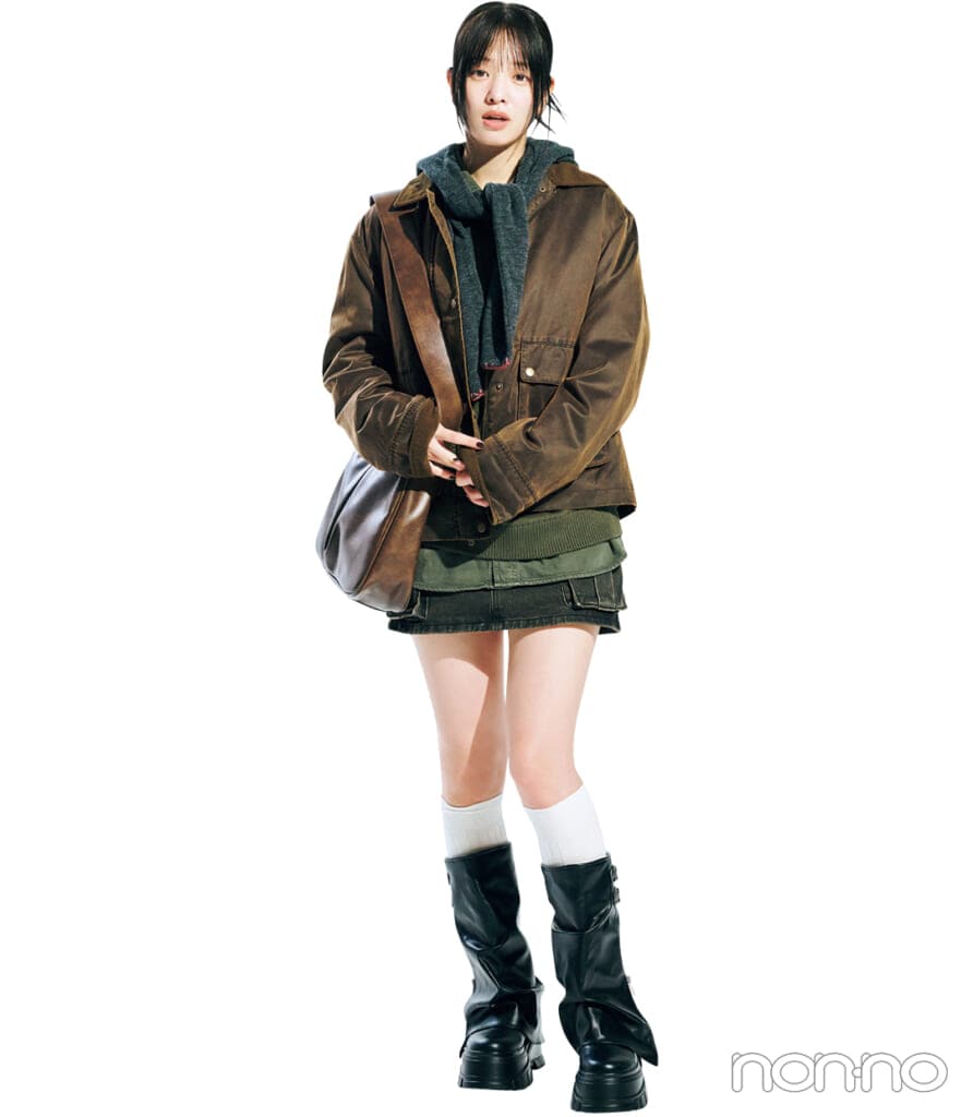 横田真悠の韓国旅行のグランジコーデ