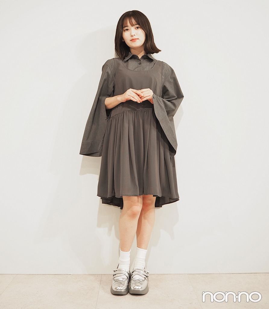 「2ピースシャツミニワンピースセット by rokh 」のグレー