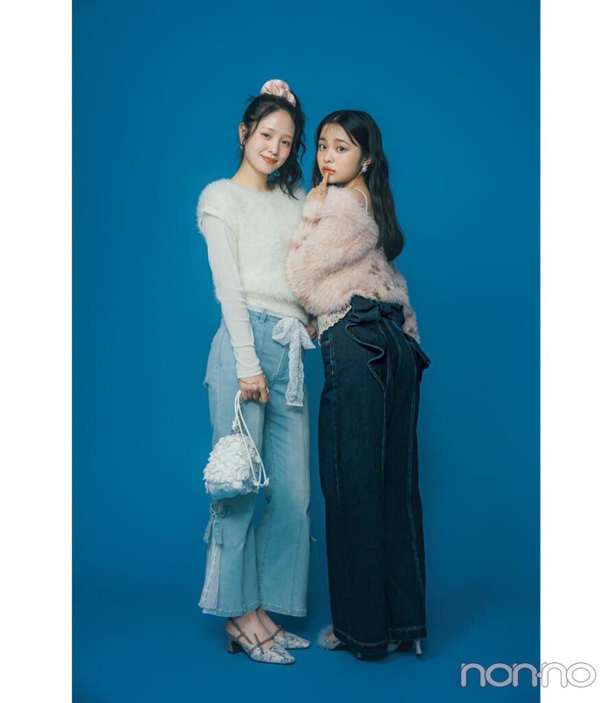 横田真悠と林芽亜里のデニムコーデをアプデモデルカット5-1