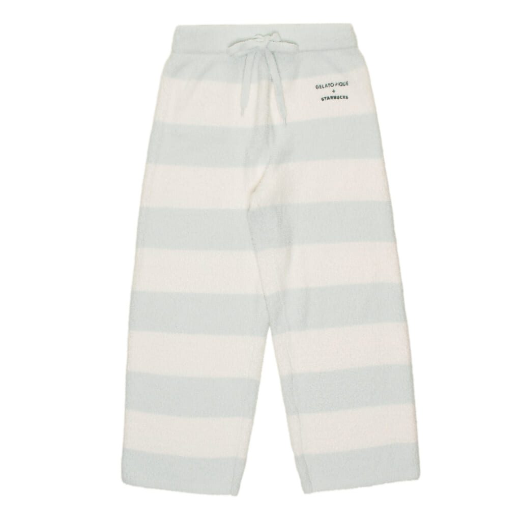 『gelato pique パウダーベア刺繍ボーダーロングパンツ ミントグリーン』