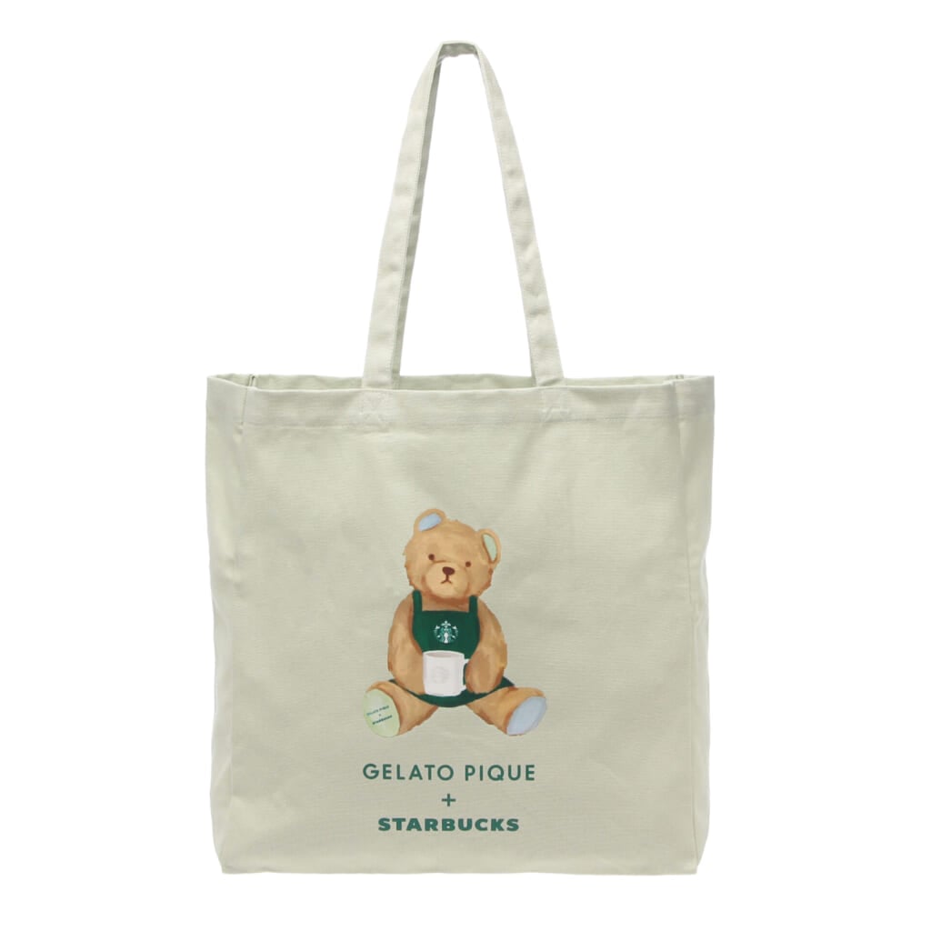 『gelato pique ベアプリントマチ付トートバッグ ミントグリーン』￥4900