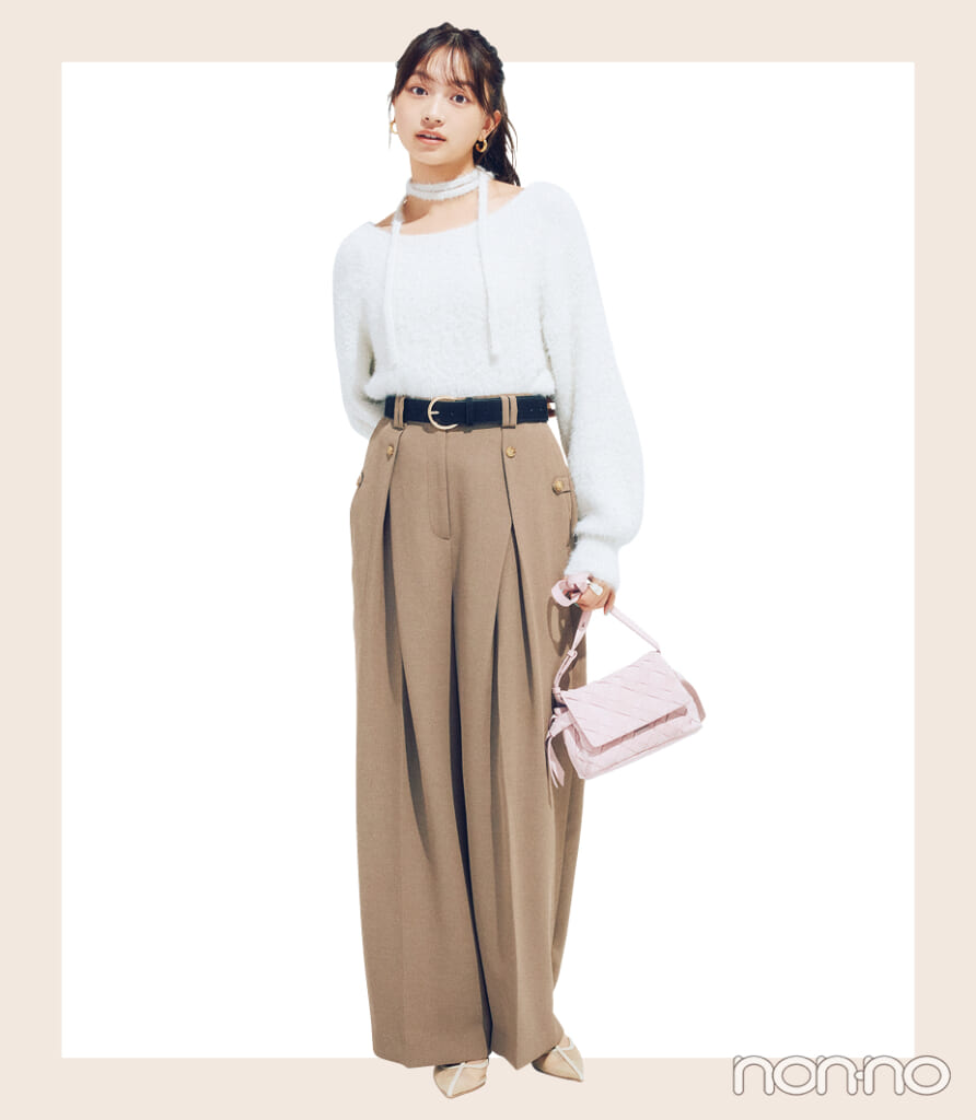 ベルトを使ったニットの着やせテク