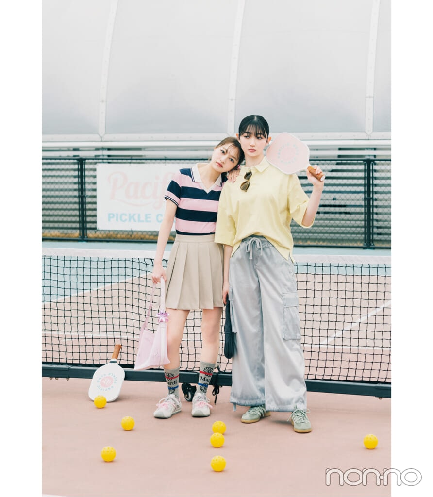 ピックルボールに挑戦する日のスポMIXコーデ1