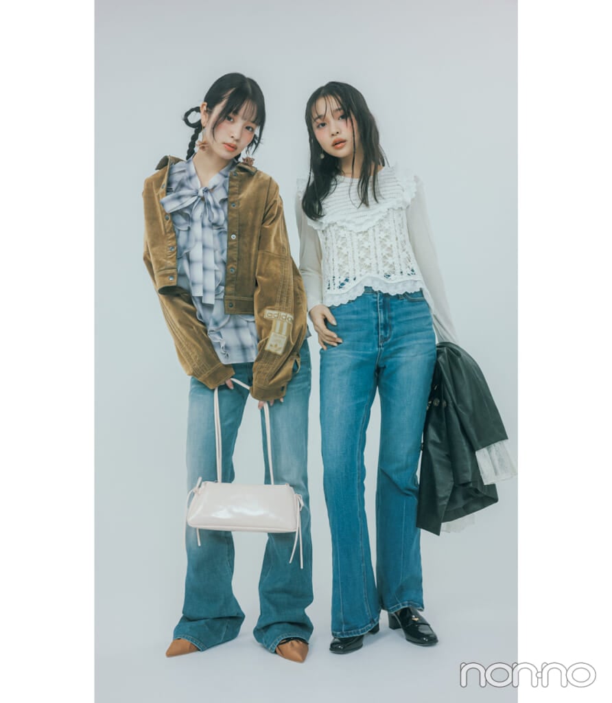 横田真悠と林芽亜里のデニムコーデをアプデモデルカット4-1