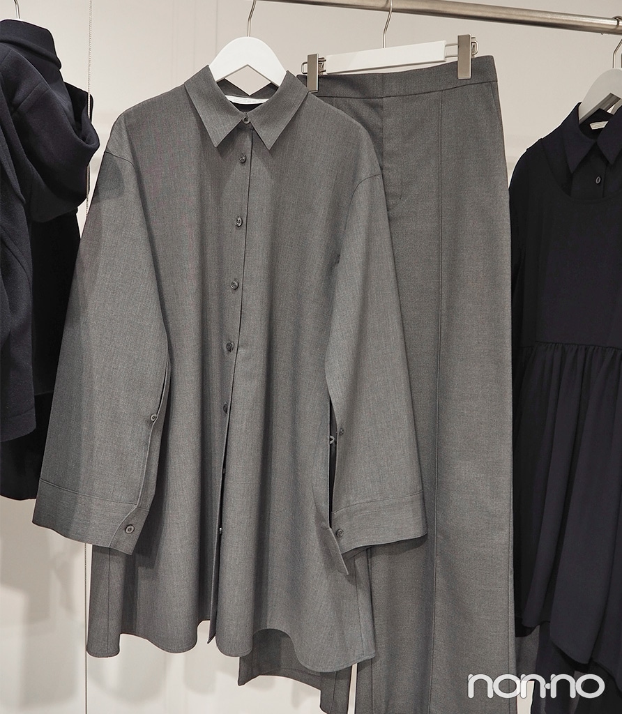 シャツワンピース×パンツで旬なレイヤードスタイル