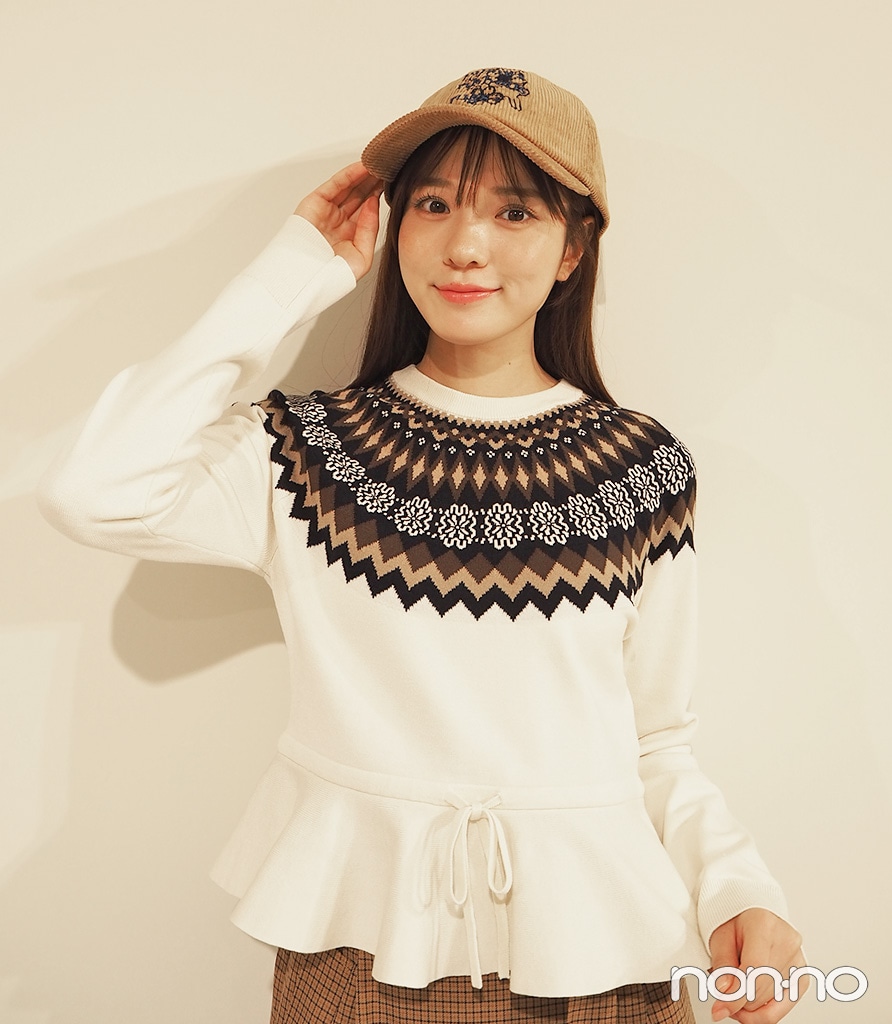 「ペプラムニットプルオーバー by rokh +X」のノルディック柄