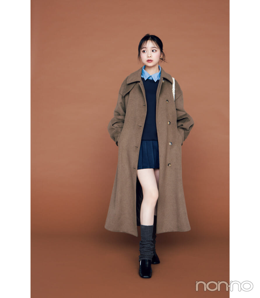 GRL（グレイル）ミニワンピ×ロングコートコーデ