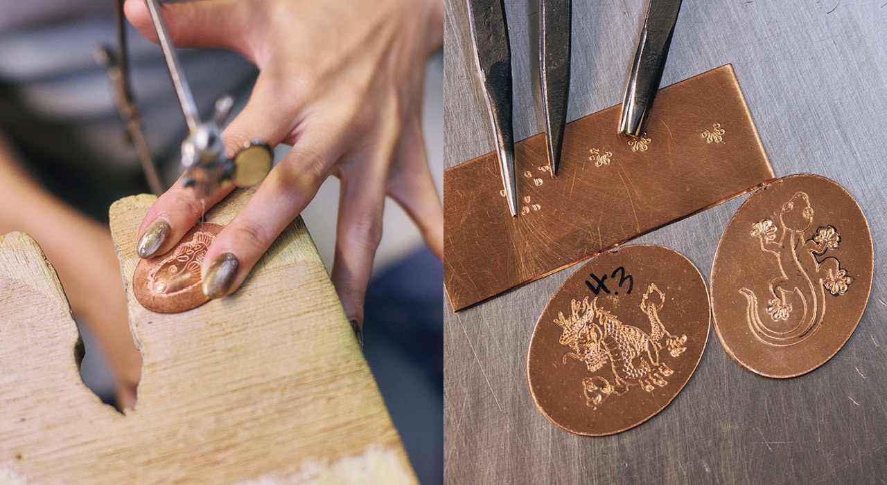 『nanako』のピンズを作る工程と手元